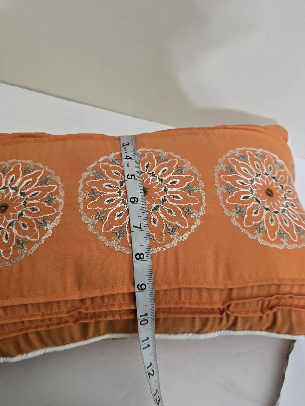 MADISON PARK Decorative Bed Pillow Orange Embroidered Rectangular 12 x‎ 18